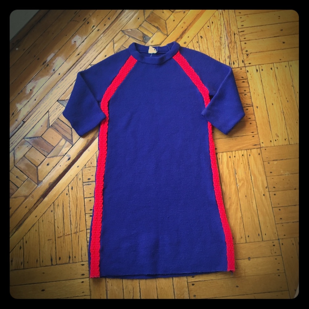 Vintage Color-Block Knit Mini Dress